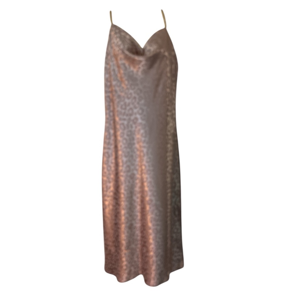 Aaron & Amber Cowl Neck Drape Front Slip Maxi Dress Dusty Rose Sleeveless Large